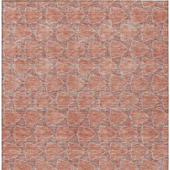 10' X 14' Salmon And Blue Geometric Washable Indoor Outdoor Area Rug