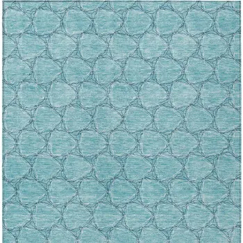 3' X 5' Teal Blue And Navy Blue Geometric Washable Indoor Outdoor Area Rug