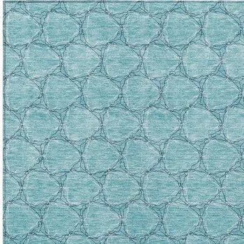 3' X 5' Teal Blue And Navy Blue Geometric Washable Indoor Outdoor Area Rug