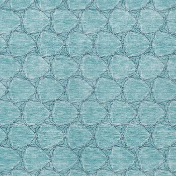 9' X 12' Teal Blue And Navy Blue Geometric Washable Indoor Outdoor Area Rug
