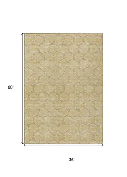 3' X 5' Wheat And Gray Geometric Washable Indoor Outdoor Area Rug