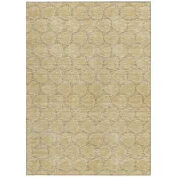 3' X 5' Wheat And Gray Geometric Washable Indoor Outdoor Area Rug