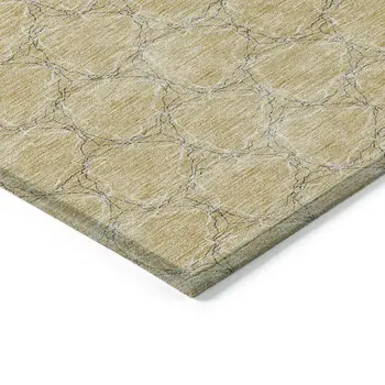 5' X 8' Wheat And Gray Geometric Washable Indoor Outdoor Area Rug