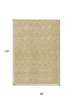 8' X 10' Wheat And Gray Geometric Washable Indoor Outdoor Area Rug