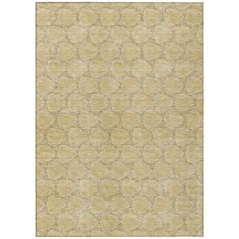 9' X 12' Wheat And Gray Geometric Washable Indoor Outdoor Area Rug