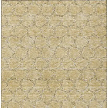 10' X 14' Wheat And Gray Geometric Washable Indoor Outdoor Area Rug