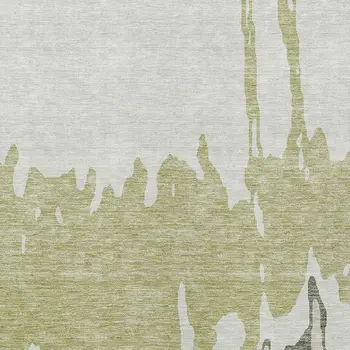 10' X 14' Sage And Ivory Abstract Washable Indoor Outdoor Area Rug