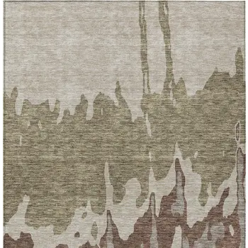 3' X 5' Beige And Taupe Abstract Washable Indoor Outdoor Area Rug