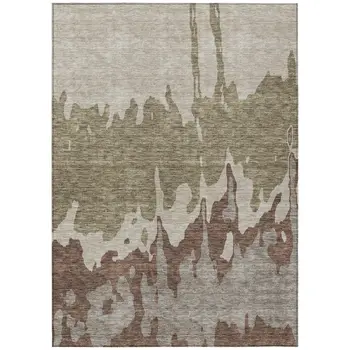 3' X 5' Beige And Taupe Abstract Washable Indoor Outdoor Area Rug