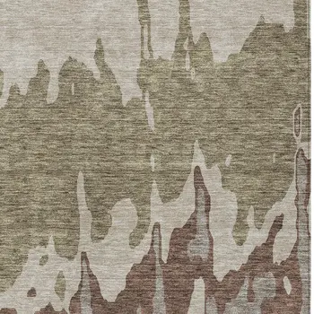 10' X 14' Beige And Taupe Abstract Washable Indoor Outdoor Area Rug