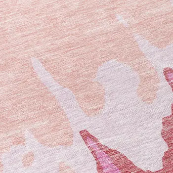 8' Blush And Pink Round Abstract Washable Indoor Outdoor Area Rug