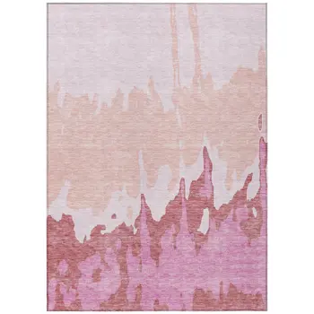 8' X 10' Blush And Pink Abstract Washable Indoor Outdoor Area Rug