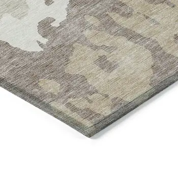 10' X 14' Ivory And Beige Abstract Washable Indoor Outdoor Area Rug