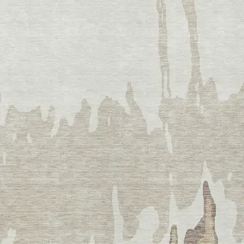 10' X 14' Ivory And Beige Abstract Washable Indoor Outdoor Area Rug