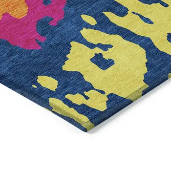 5' X 8' Pink Orange And Blue Abstract Washable Indoor Outdoor Area Rug