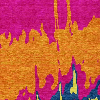 8' X 10' Pink Orange And Blue Abstract Washable Indoor Outdoor Area Rug