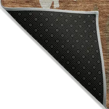 5' X 8' Orange And Brown Abstract Washable Indoor Outdoor Area Rug