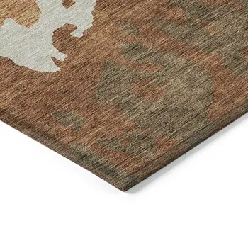 9' X 12' Orange And Brown Abstract Washable Indoor Outdoor Area Rug