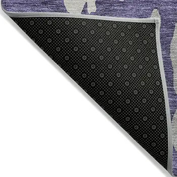 3' X 5' Purple And Ivory Abstract Washable Indoor Outdoor Area Rug