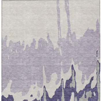 5' X 8' Purple And Ivory Abstract Washable Indoor Outdoor Area Rug
