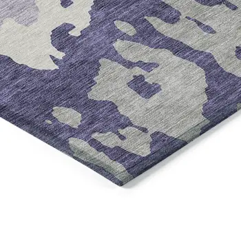 5' X 8' Purple And Ivory Abstract Washable Indoor Outdoor Area Rug