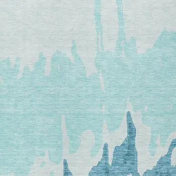 3' X 5' Teal Blue And Aqua Abstract Washable Indoor Outdoor Area Rug