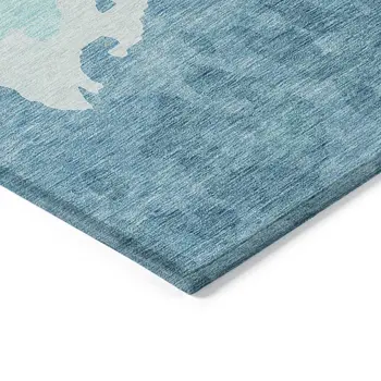8' X 10' Teal Blue And Aqua Abstract Washable Indoor Outdoor Area Rug