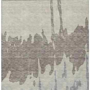 3' X 5' Taupe And Beige Abstract Washable Indoor Outdoor Area Rug