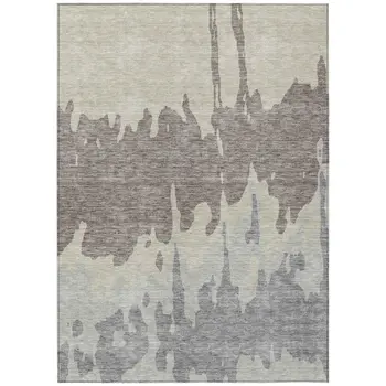 10' X 14' Taupe And Beige Abstract Washable Indoor Outdoor Area Rug