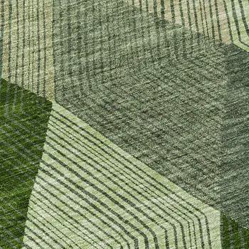 8' Green Mint Green And Sage Round Argyle Washable Indoor Outdoor Area Rug