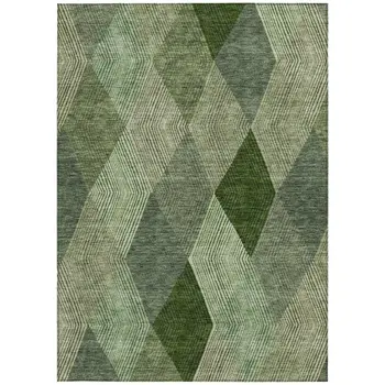 8' X 10' Green Mint Green And Sage Argyle Washable Indoor Outdoor Area Rug