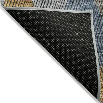 3' X 5' Gray Gold And Blue Argyle Washable Indoor Outdoor Area Rug