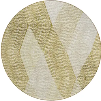 8' Ivory Wheat And Beige Round Argyle Washable Indoor Outdoor Area Rug