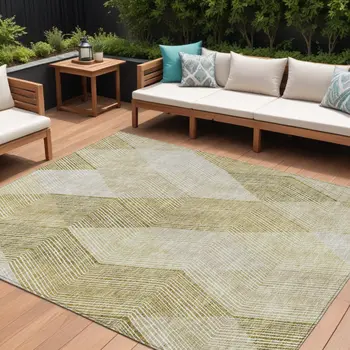 9' X 12' Ivory Wheat And Beige Argyle Washable Indoor Outdoor Area Rug