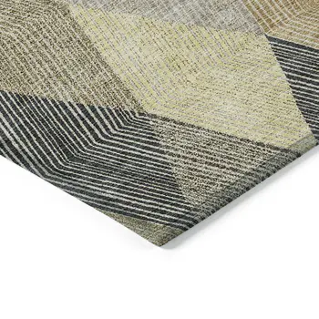 9' X 12' Brown Gold And Taupe Argyle Washable Indoor Outdoor Area Rug