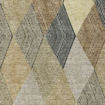 9' X 12' Brown Gold And Taupe Argyle Washable Indoor Outdoor Area Rug