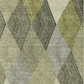 8' X 10' Olive Green Gray And Ivory Argyle Washable Indoor Outdoor Area Rug