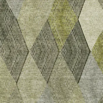 9' X 12' Olive Green Gray And Ivory Argyle Washable Indoor Outdoor Area Rug
