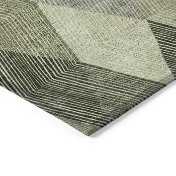 10' X 14' Olive Green Gray And Ivory Argyle Washable Indoor Outdoor Area Rug