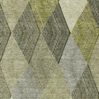 10' X 14' Olive Green Gray And Ivory Argyle Washable Indoor Outdoor Area Rug