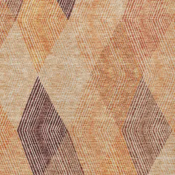 8' X 10' Orange Peach And Ruby Red Argyle Washable Indoor Outdoor Area Rug