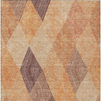 10' X 14' Orange Peach And Ruby Red Argyle Washable Indoor Outdoor Area Rug