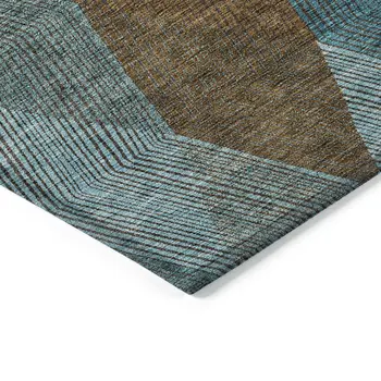 8' X 10' Teal Blue Aqua And Brown Argyle Washable Indoor Outdoor Area Rug