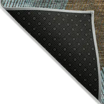 9' X 12' Teal Blue Aqua And Brown Argyle Washable Indoor Outdoor Area Rug