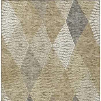 3' X 5' Wheat Taupe And Ivory Argyle Washable Indoor Outdoor Area Rug