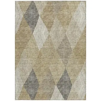 5' X 8' Wheat Taupe And Ivory Argyle Washable Indoor Outdoor Area Rug