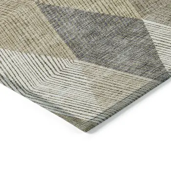 8' X 10' Wheat Taupe And Ivory Argyle Washable Indoor Outdoor Area Rug