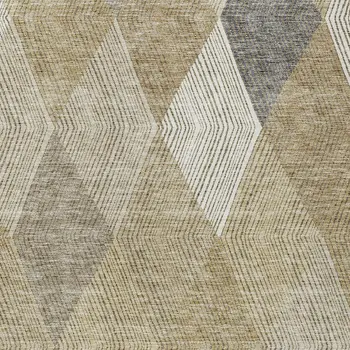9' X 12' Wheat Taupe And Ivory Argyle Washable Indoor Outdoor Area Rug