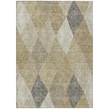 10' X 14' Wheat Taupe And Ivory Argyle Washable Indoor Outdoor Area Rug