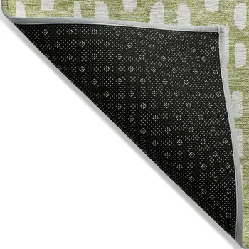 3' X 5' Sage And Ivory Geometric Washable Indoor Outdoor Area Rug